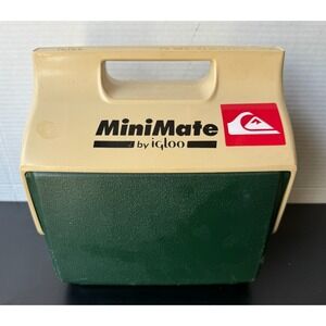 Vintage Igloo Playmate‎ MiniMate Personal Cooler Lunchbox Beige & Hunter Green